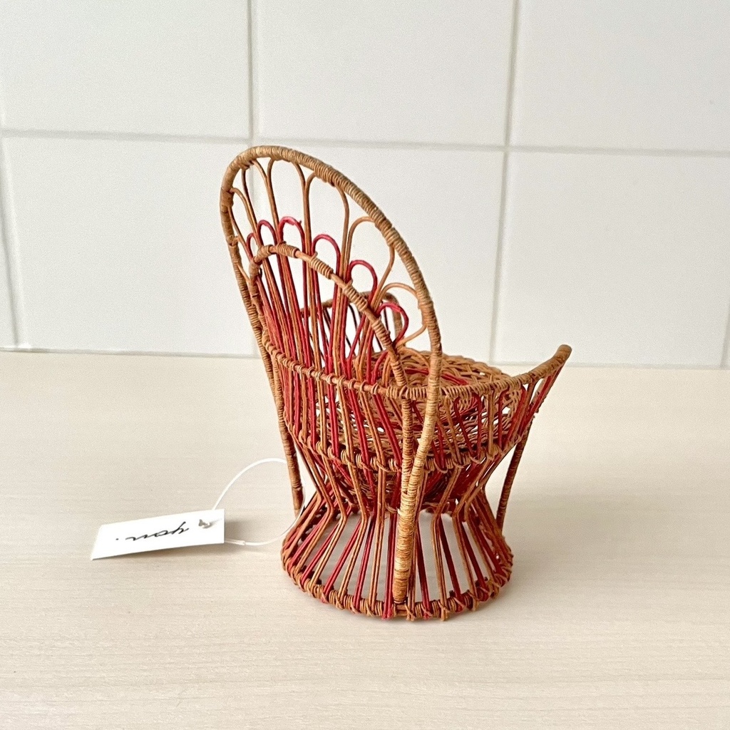 1/12 ラタンチェア 1人掛け ブラウン×レッド