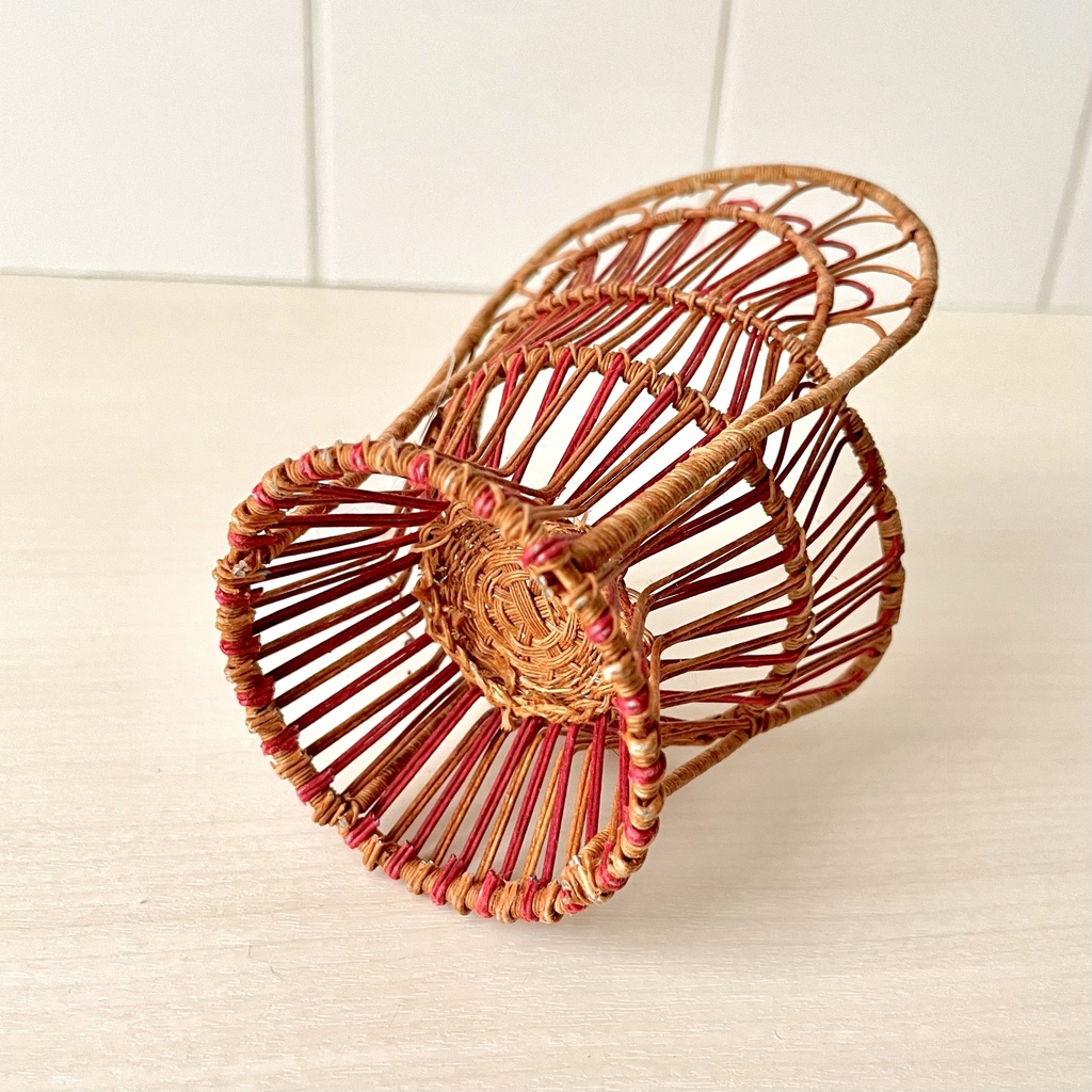 1/12 ラタンチェア 1人掛け ブラウン×レッド