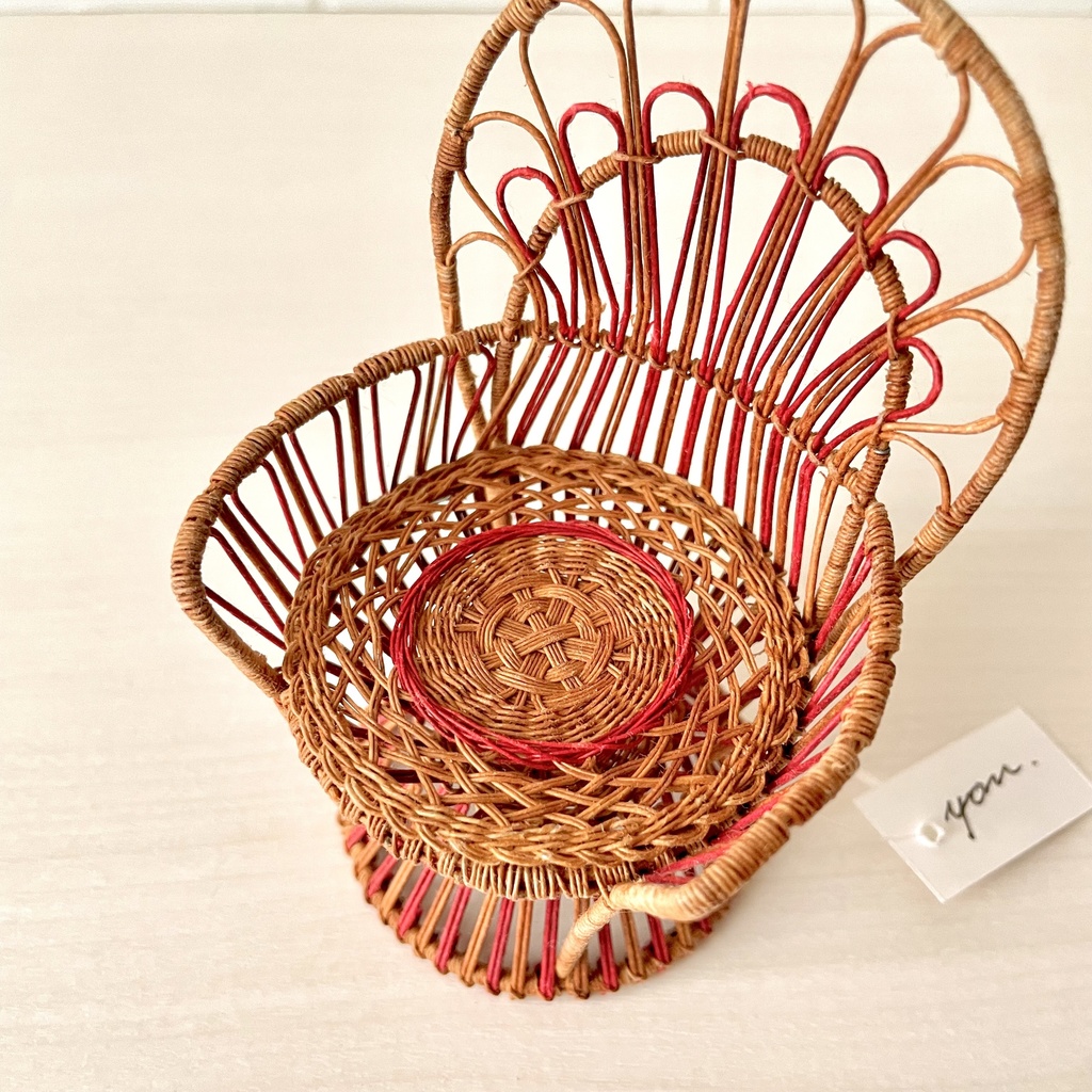 1/12 ラタンチェア 1人掛け ブラウン×レッド