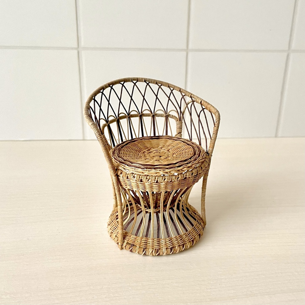 1/12 ラタンチェア 1人掛け ベージュ×ブラウン