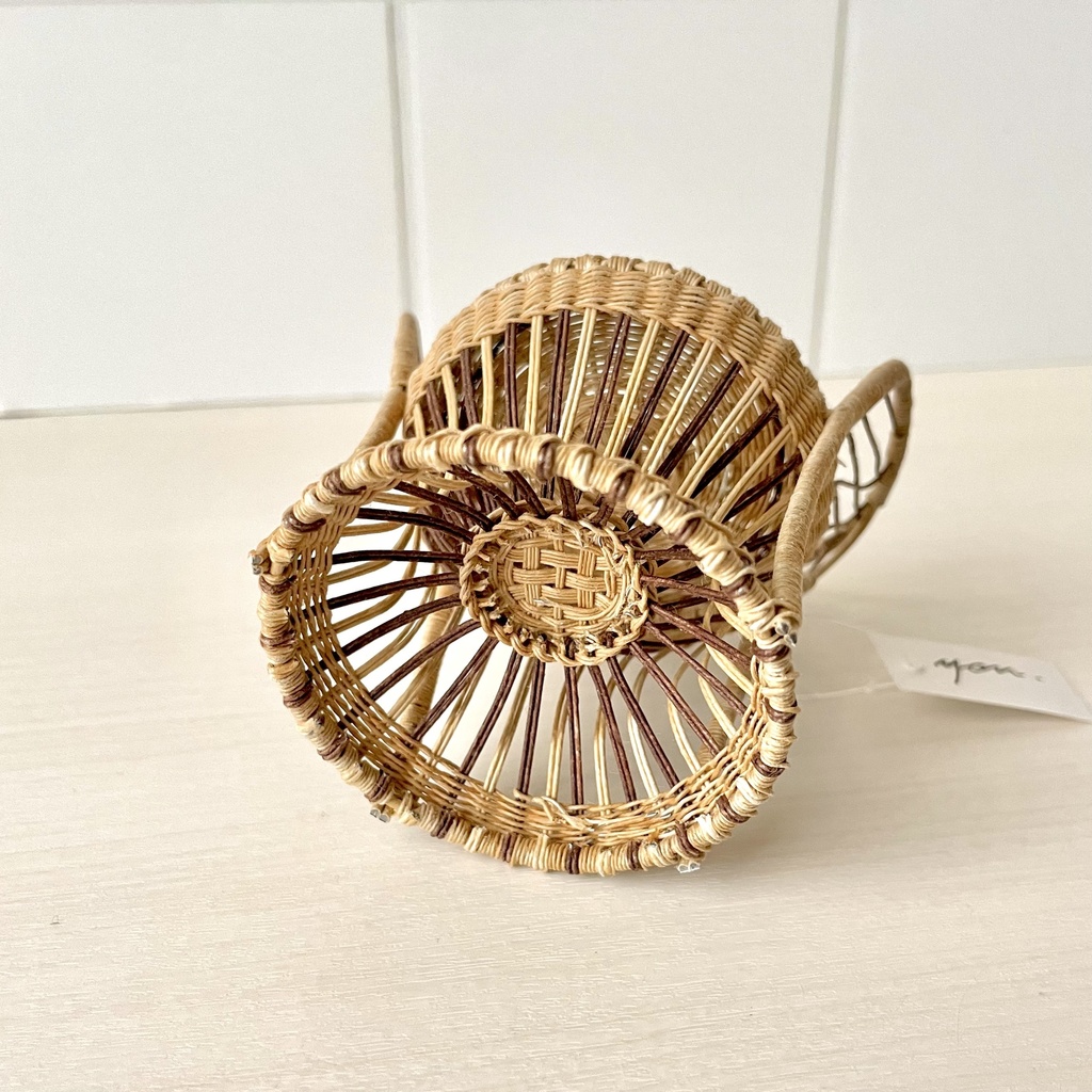 1/12 ラタンチェア 1人掛け ベージュ×ブラウン