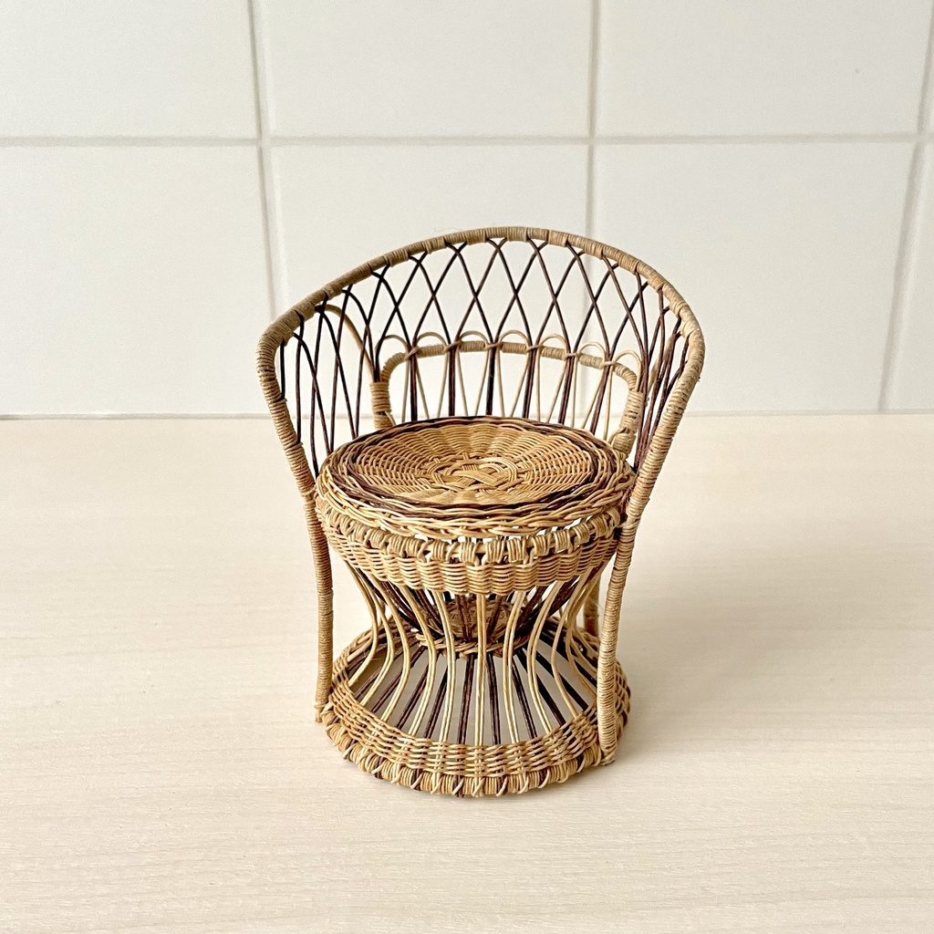 1/12 ラタンチェア 1人掛け ベージュ×ブラウン