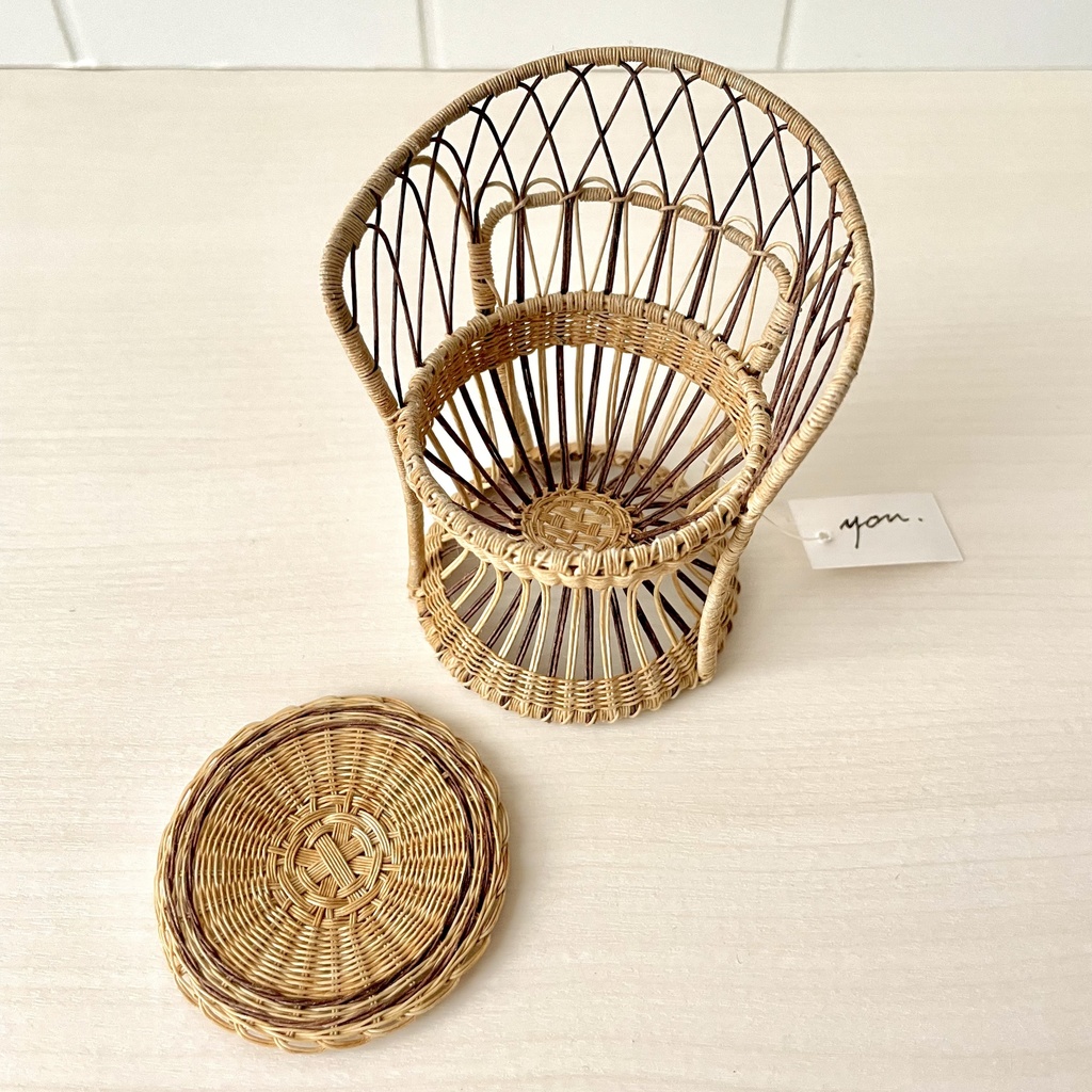 1/12 ラタンチェア 1人掛け ベージュ×ブラウン