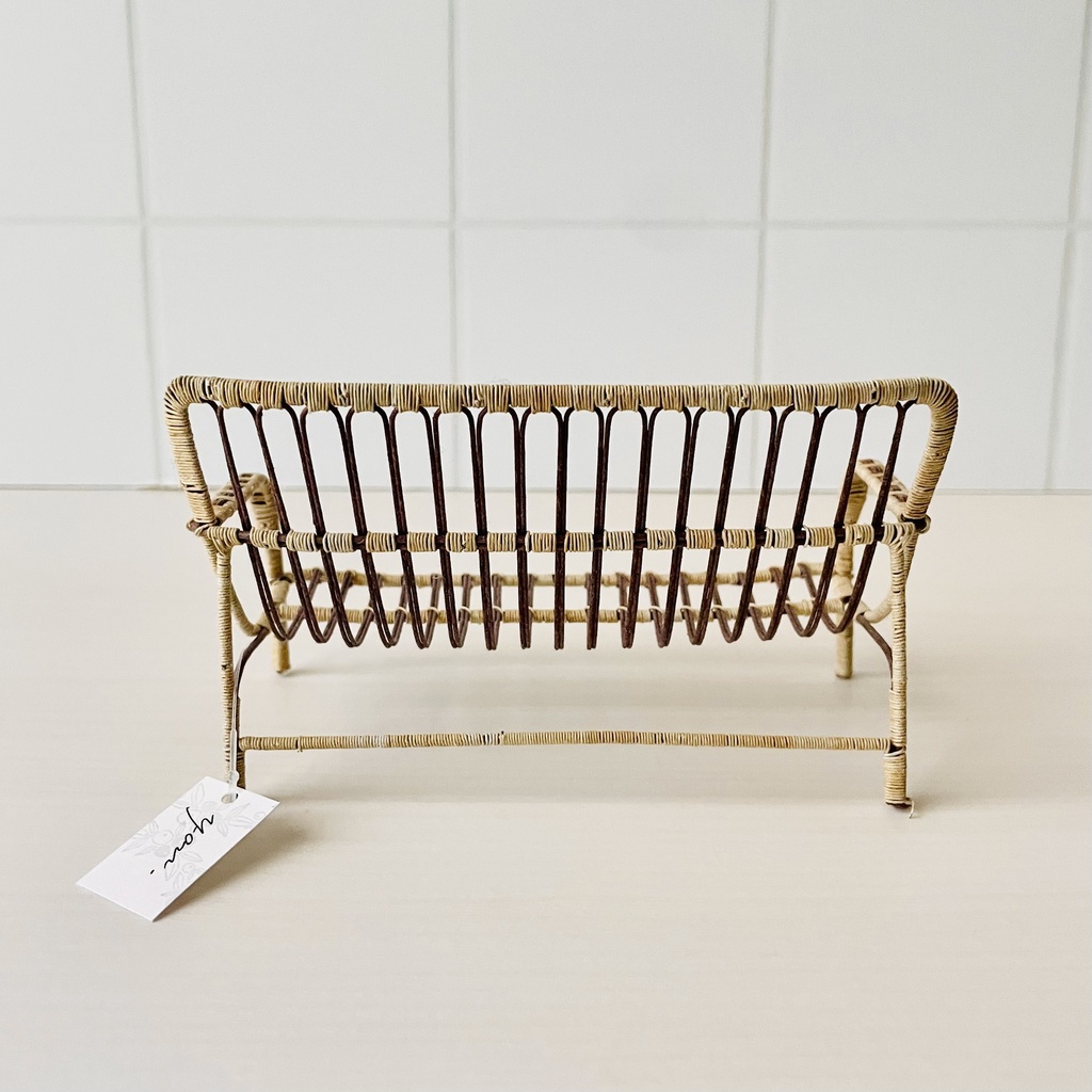 1/12 ラタンチェア ベージュ×ダークブラウン 二人がけ