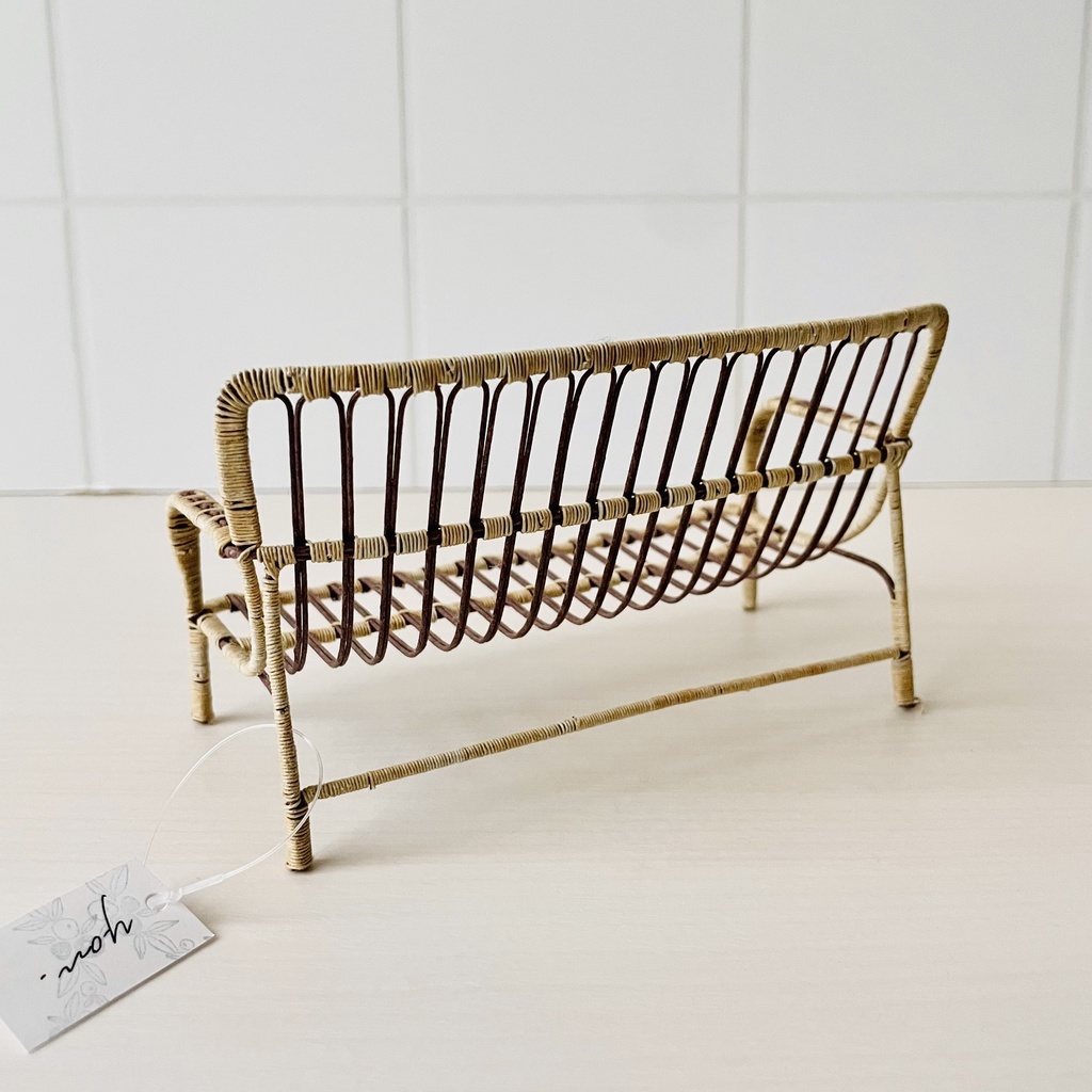 1/12 ラタンチェア ベージュ×ダークブラウン 二人がけ