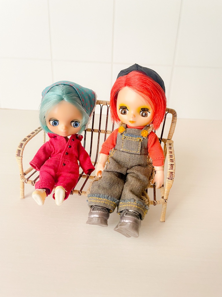 1/12 ラタンチェア ベージュ×ダークブラウン 二人がけ