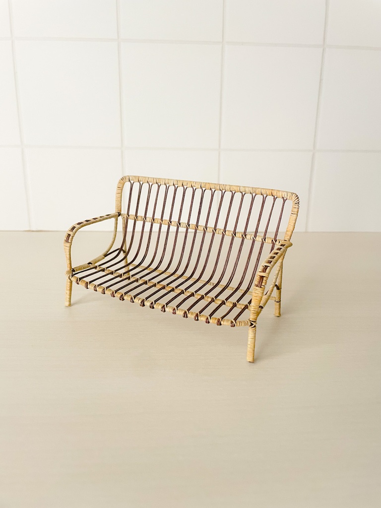 1/12 ラタンチェア ベージュ×ダークブラウン 二人がけ