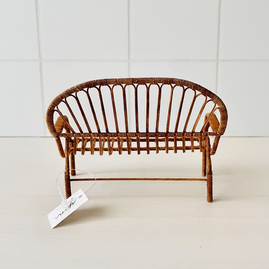 1/12 ラタンチェア ブラウン 二人がけ