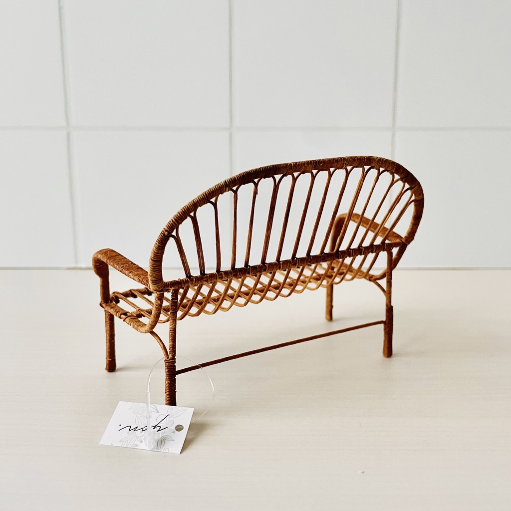 1/12 ラタンチェア ブラウン 二人がけ