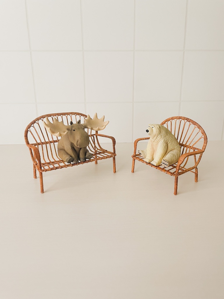 1/12 ラタンチェア ブラウン 二人がけ