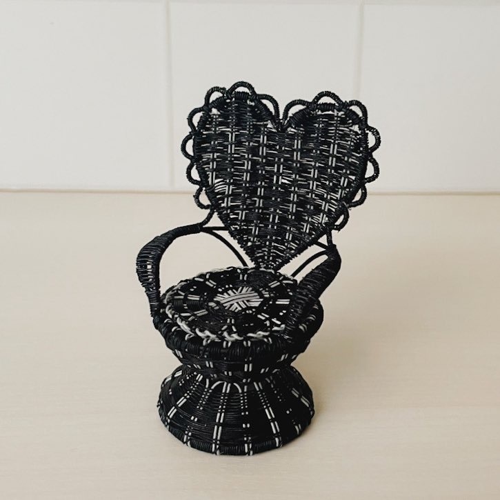 1/12 ラタンチェア　ハート　ブラック