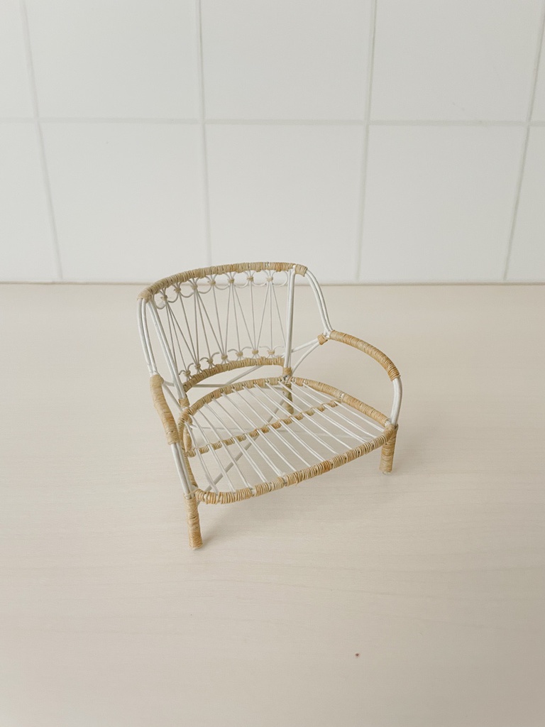 1/12 ラタンチェア ホワイト×ベージュ