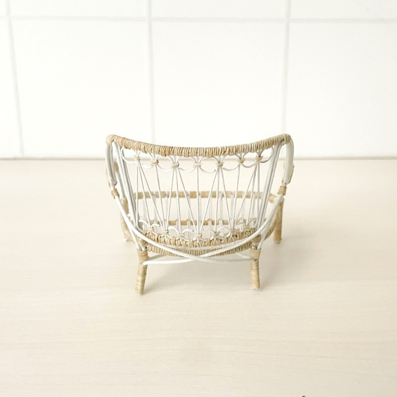 1/12 ラタンチェア ホワイト×ベージュ