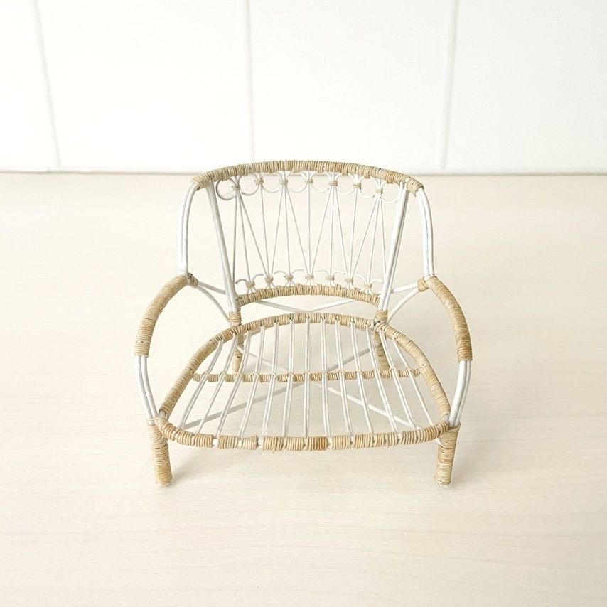 1/12 ラタンチェア ホワイト×ベージュ