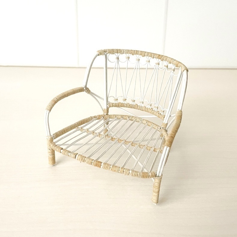 1/12 ラタンチェア　ホワイト×ベージュ