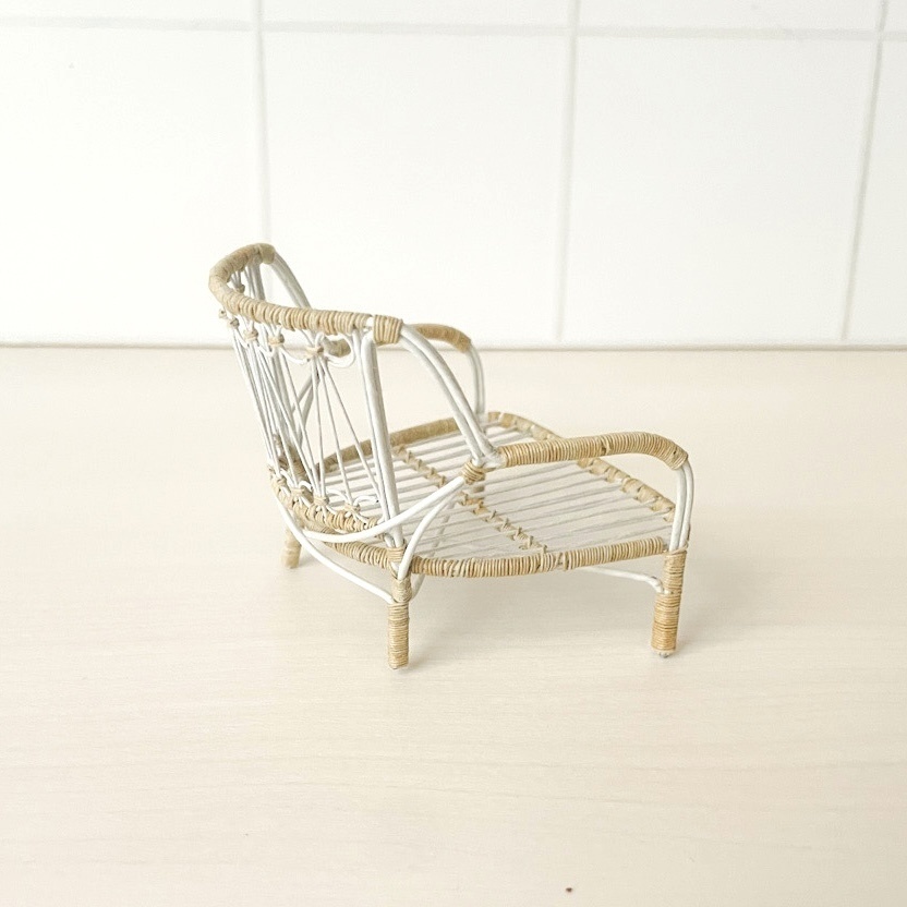 1/12 ラタンチェア ホワイト×ベージュ