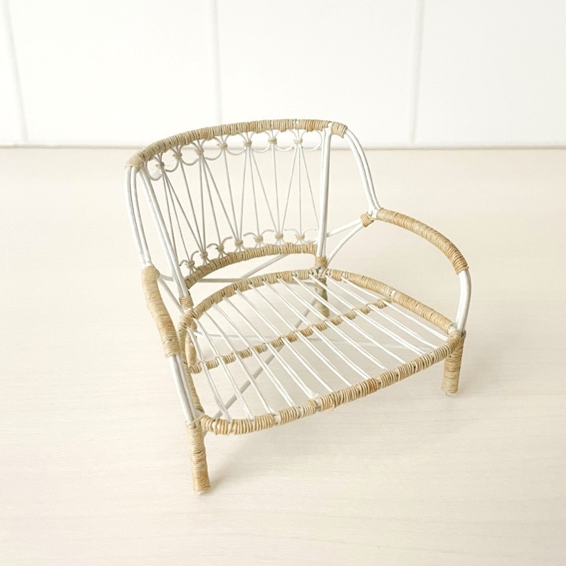 1/12 ラタンチェア ホワイト×ベージュ