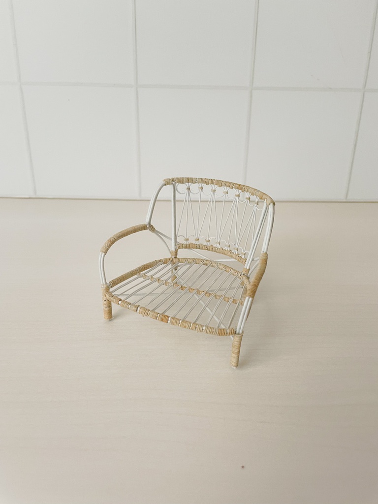 1/12 ラタンチェア　ホワイト×ベージュ