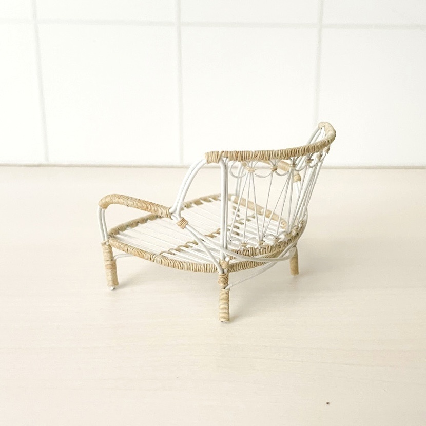 1/12 ラタンチェア ホワイト×ベージュ