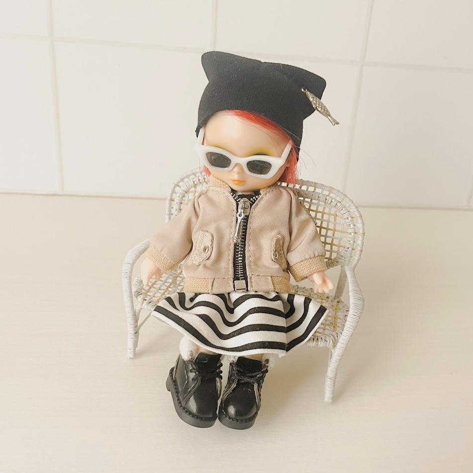 1/12 ラタンチェア 2人がけ ホワイト×ベージュ