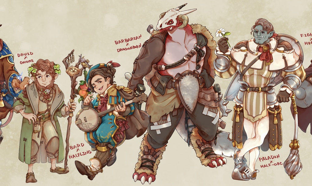 【D&D5e】D&Dで使える冒険者立ち絵集【フリー立ち絵】