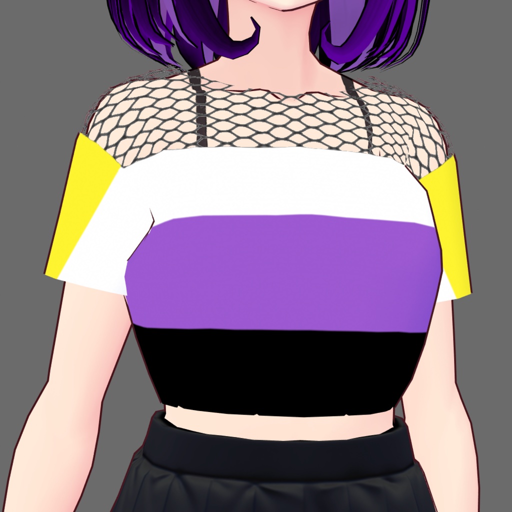 VRoid Nonbinary/Enby Fishnet Crop-top