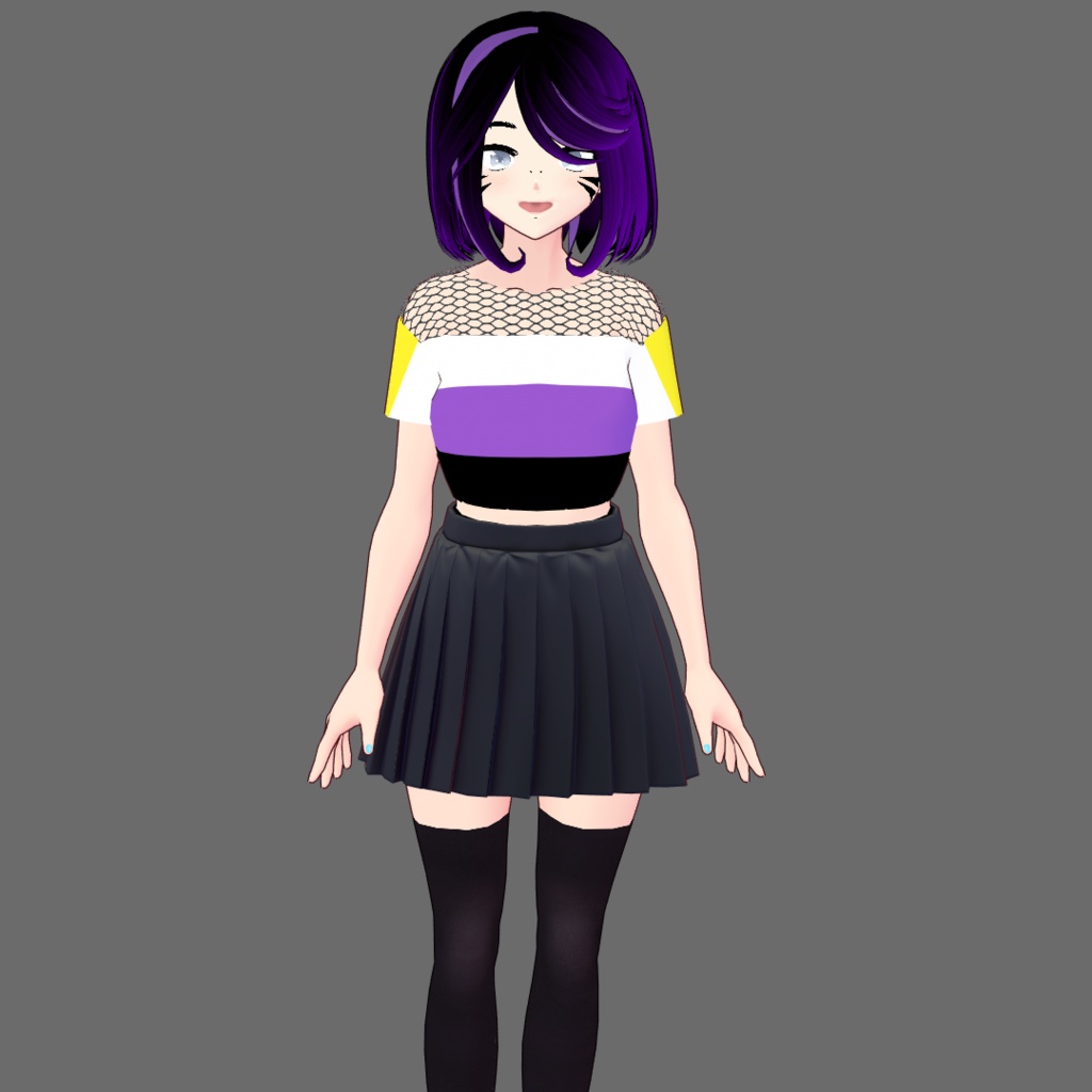 VRoid Nonbinary/Enby Fishnet Crop-top