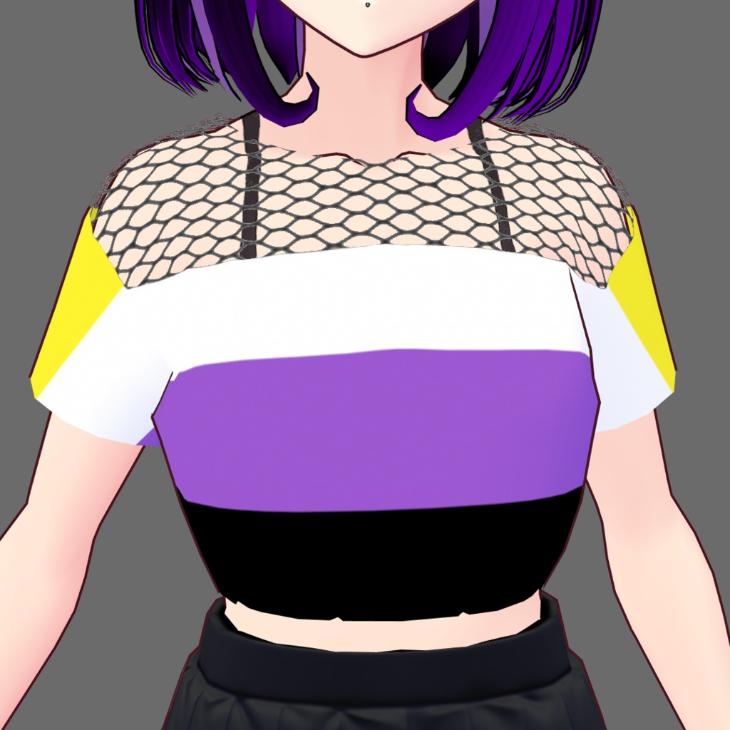VRoid Nonbinary/Enby Fishnet Crop-top