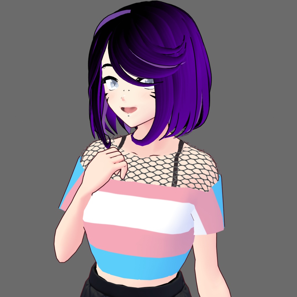 VRoid Transgender Fishnet Crop-top