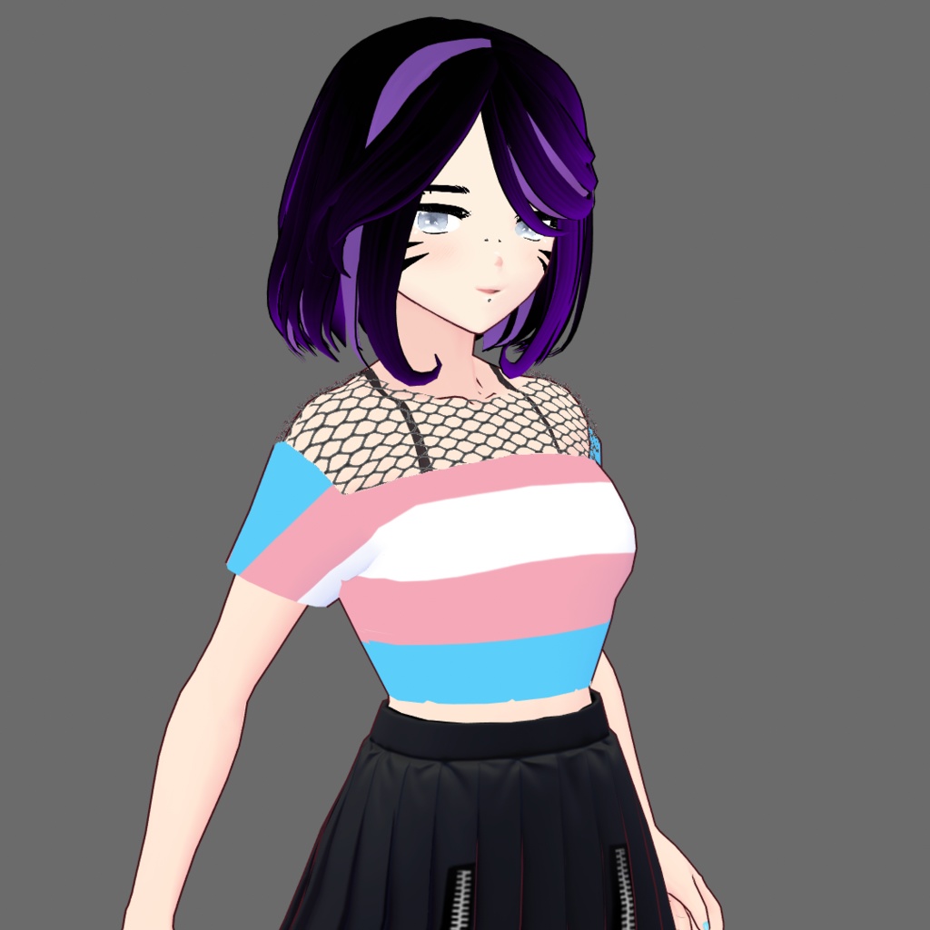 VRoid Transgender Fishnet Crop-top