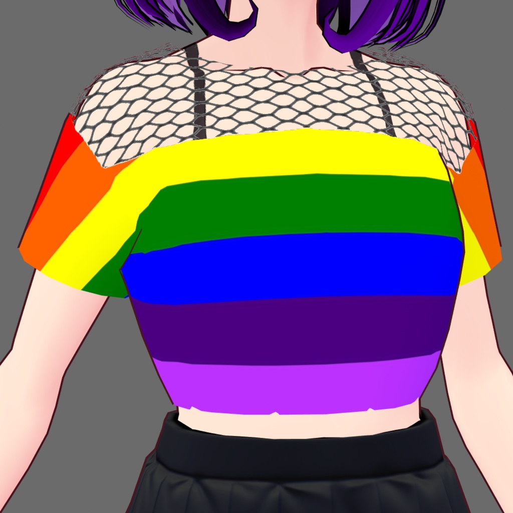 VRoid Gay/Homosexual/Rainbow Fishnet Crop-Top