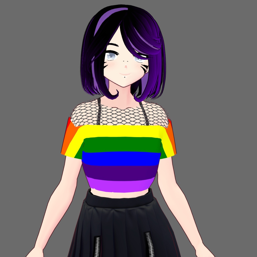 VRoid Gay/Homosexual/Rainbow Fishnet Crop-Top
