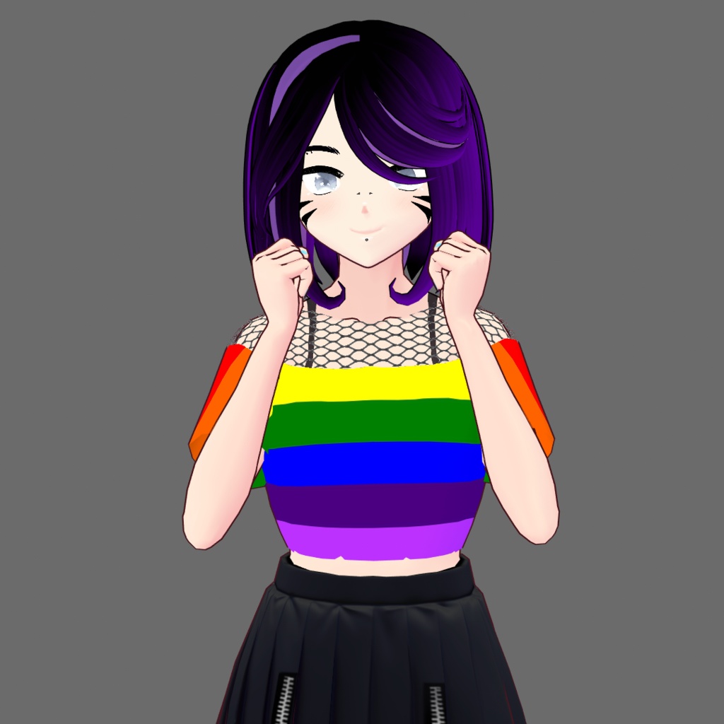 VRoid Gay/Homosexual/Rainbow Fishnet Crop-Top