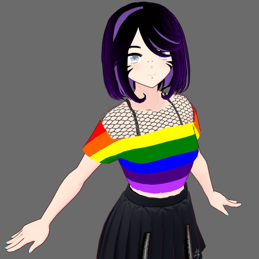 VRoid Gay/Homosexual/Rainbow Fishnet Crop-Top