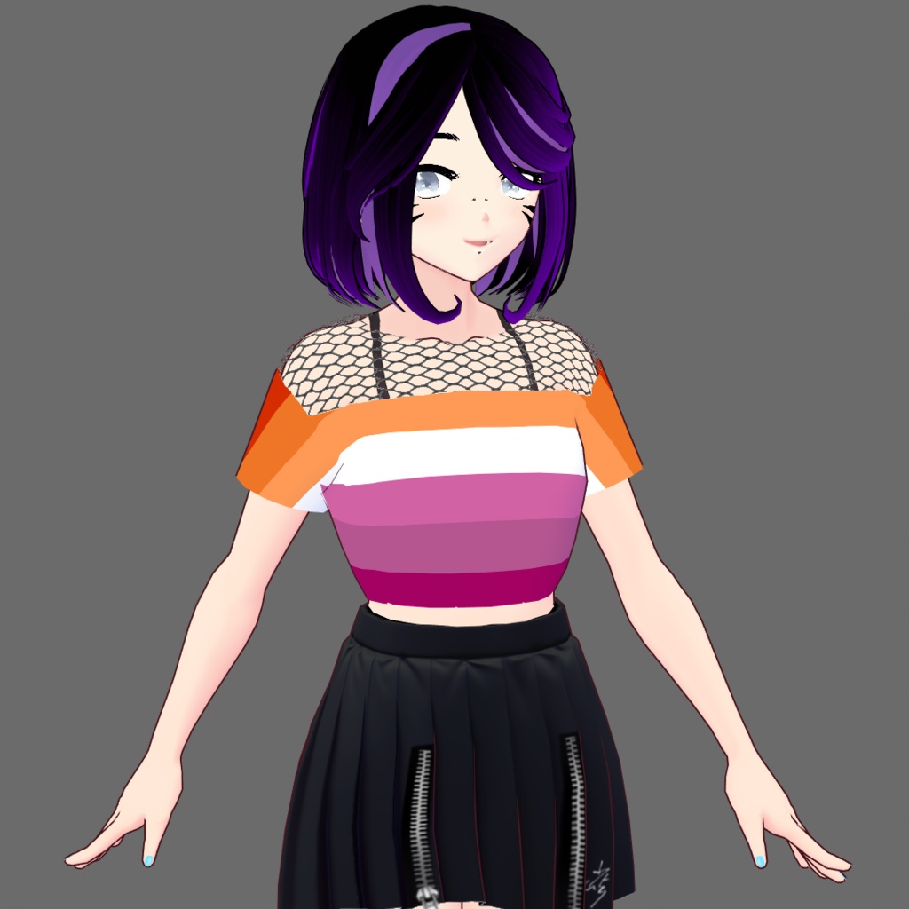 VRoid Lesbian Fishnet Crop-top