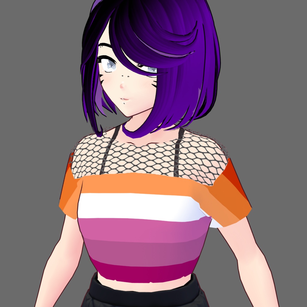 VRoid Lesbian Fishnet Crop-top