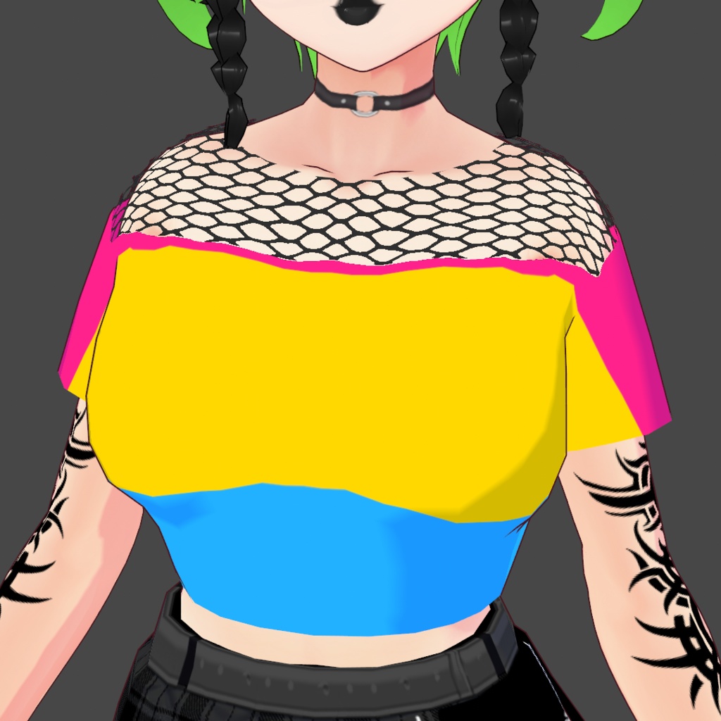 VRoid Pansexual/Panromantic Fishnet Crop-top