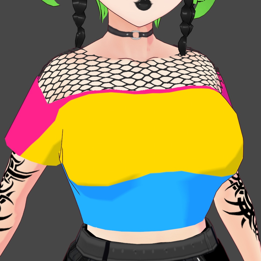 VRoid Pansexual/Panromantic Fishnet Crop-top