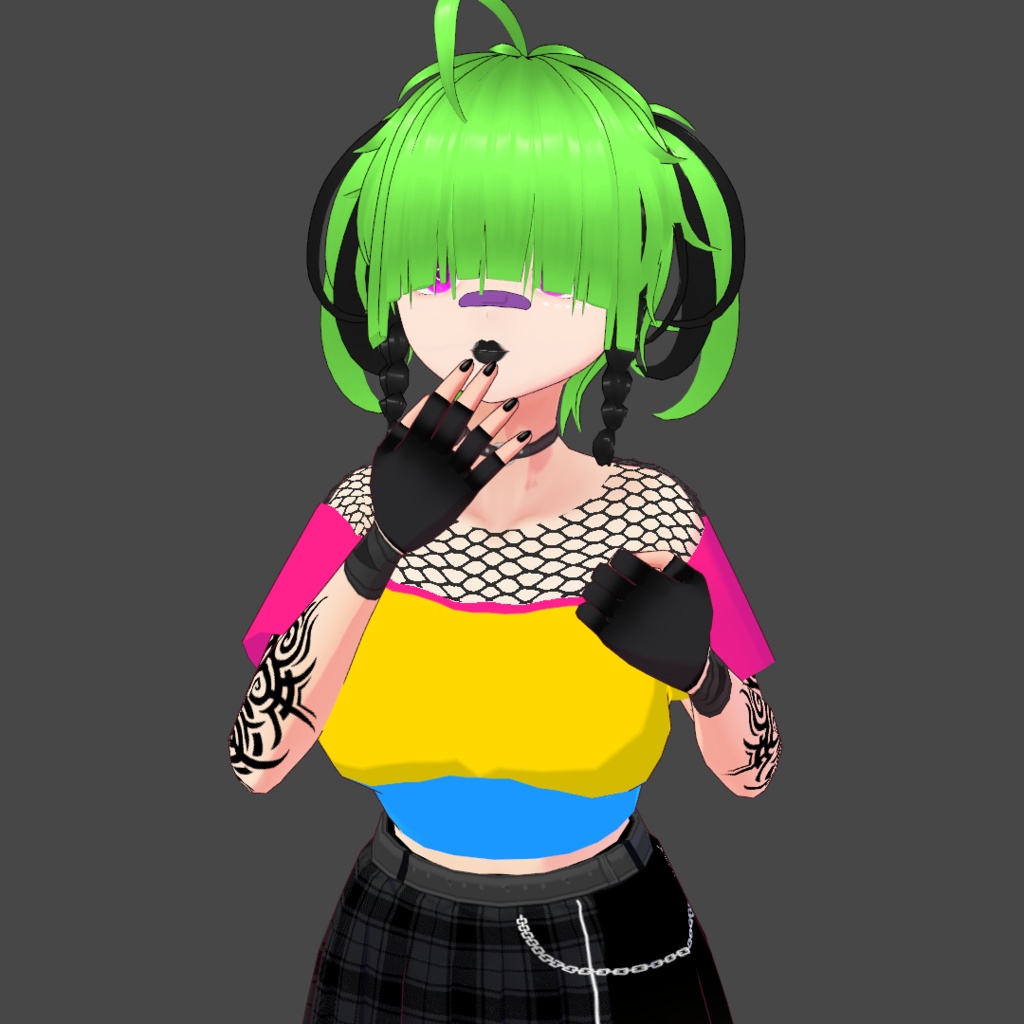 VRoid Pansexual/Panromantic Fishnet Crop-top