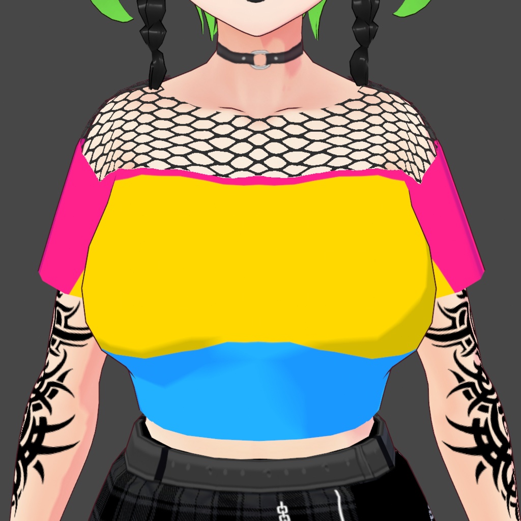 VRoid Pansexual/Panromantic Fishnet Crop-top