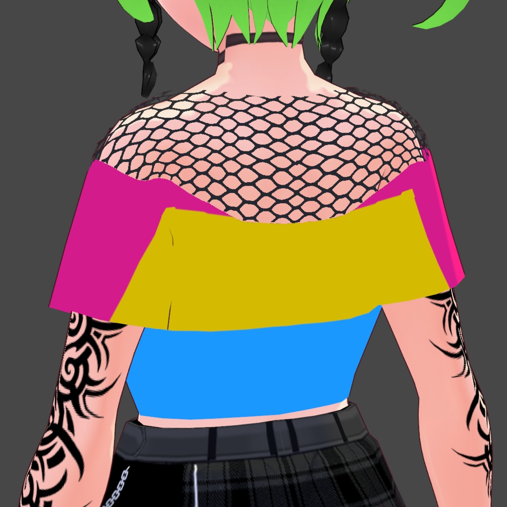 VRoid Pansexual/Panromantic Fishnet Crop-top