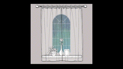【APNG素材】ひらめくカーテンとにじむ窓