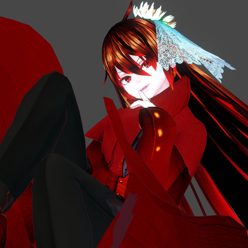 【VRoid/無料】玉簾の髪飾り【はね毛製】