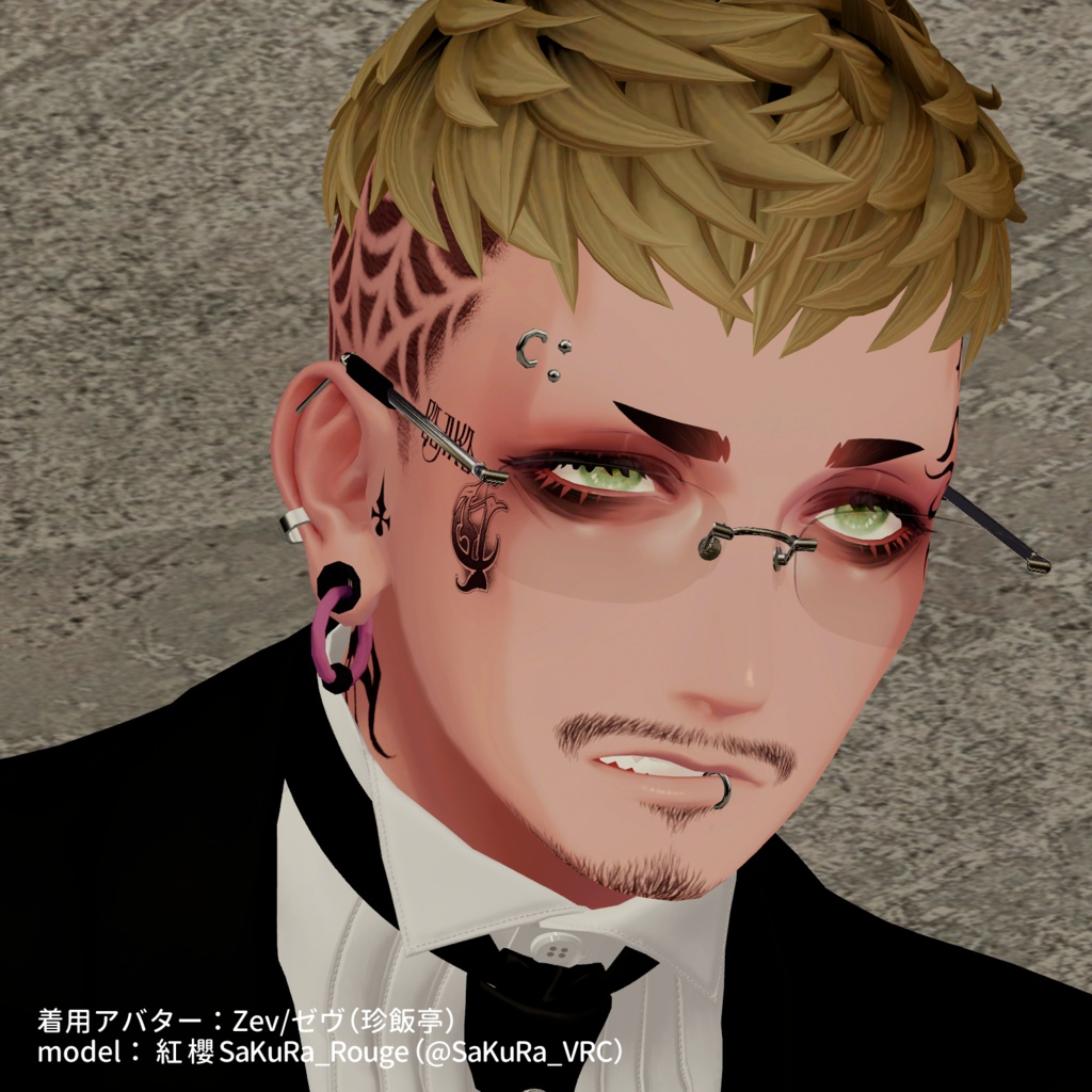 お髭テクスチャ3種セット+無精髭【伊依(Iyori)/ゼヴ(Zev)対応】【VRC想定/#kontohboh_vrc 】