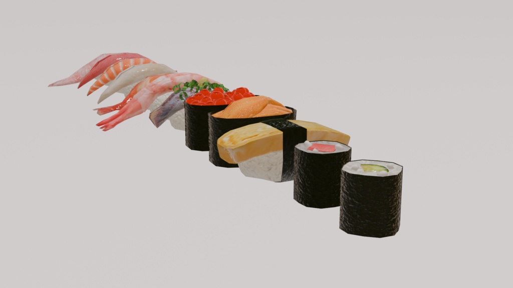 単品寿司12品セット ~12-piece sushi_asset~ Blender/FBX