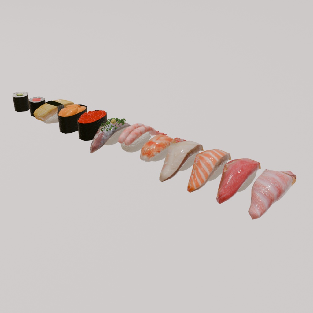 単品寿司12品セット ~12-piece sushi_asset~ Blender/FBX