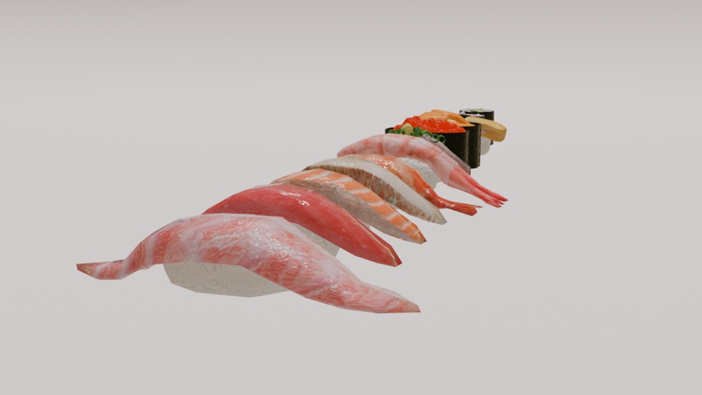 単品寿司12品セット ~12-piece sushi_asset~ Blender/FBX