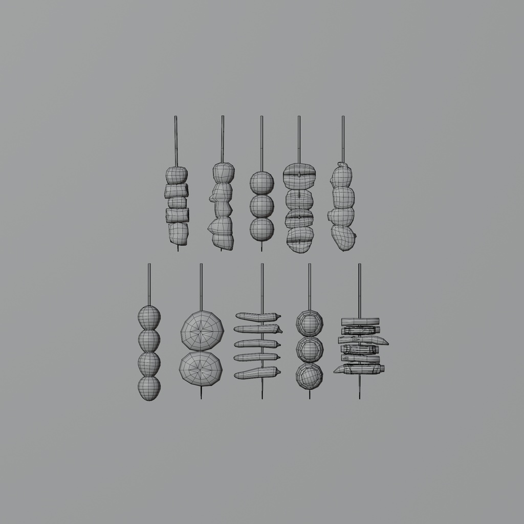 焼鳥10品セット ~10-piece yakitori_asset~ Blender/FBX