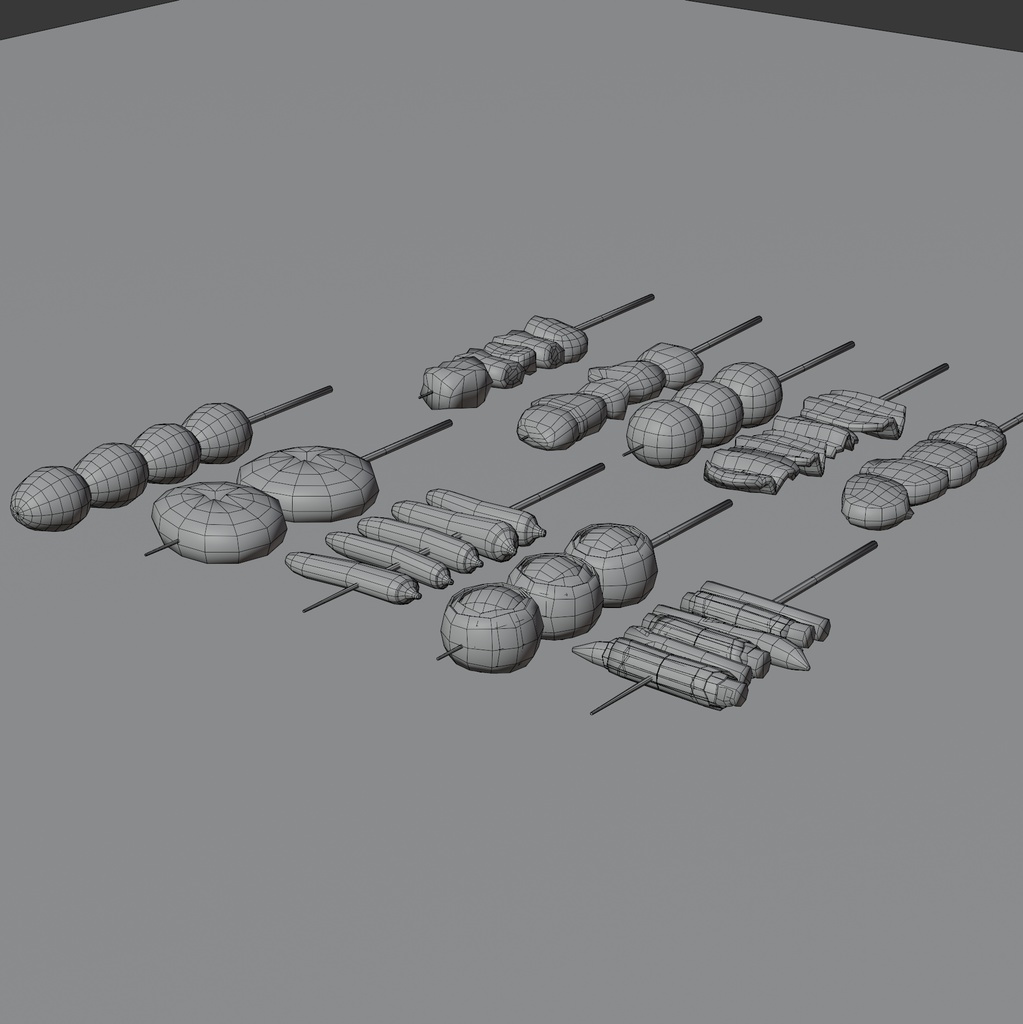 焼鳥10品セット ~10-piece yakitori_asset~ Blender/FBX