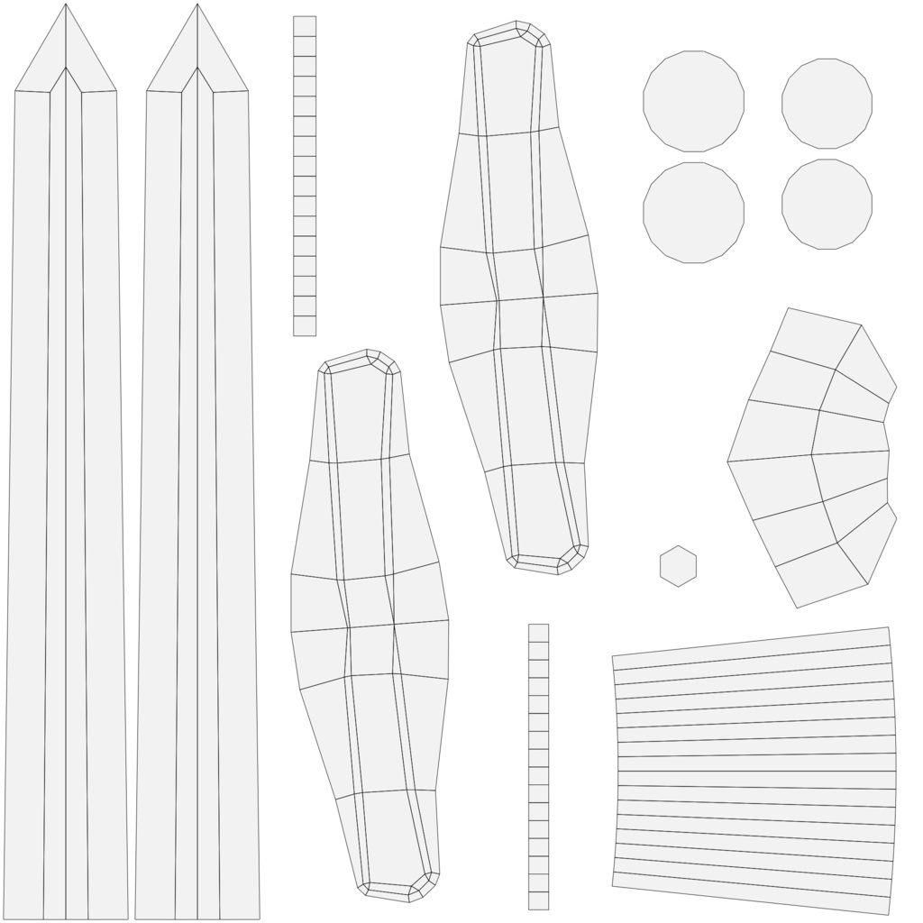 シンプルな剣モデル10種セット(ローポリ)~Blender/FBX
